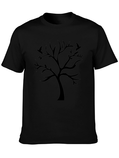Black Tree Silhouette Graphic Tee - Mens Casual Shirt