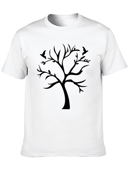Black Tree Silhouette Graphic Tee - Mens Casual Shirt