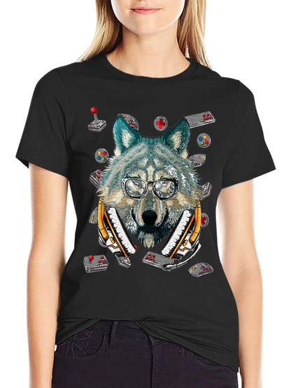 Wolf Gamer T-Shirt - Retro Controller Design