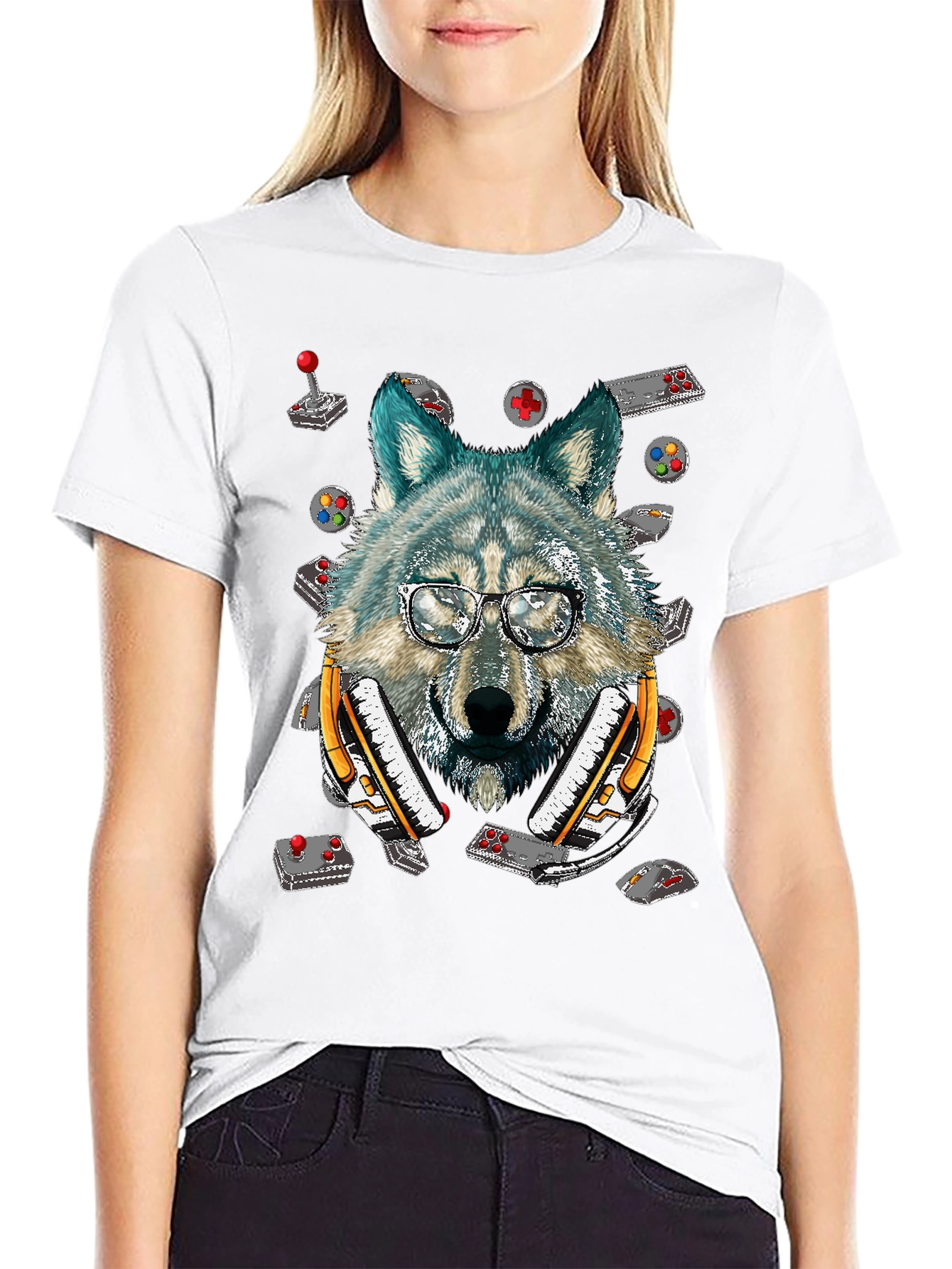Wolf Gamer T-Shirt - Retro Controller Design