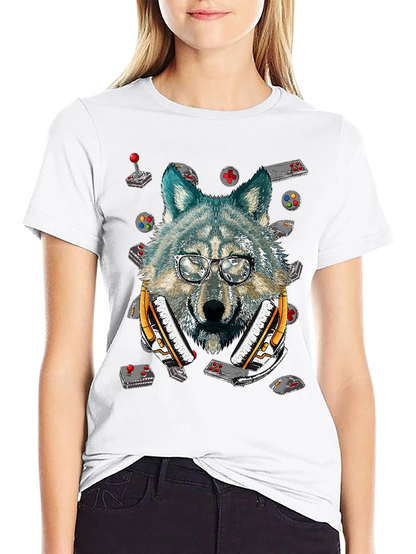 Wolf Gamer T-Shirt - Retro Controller Design