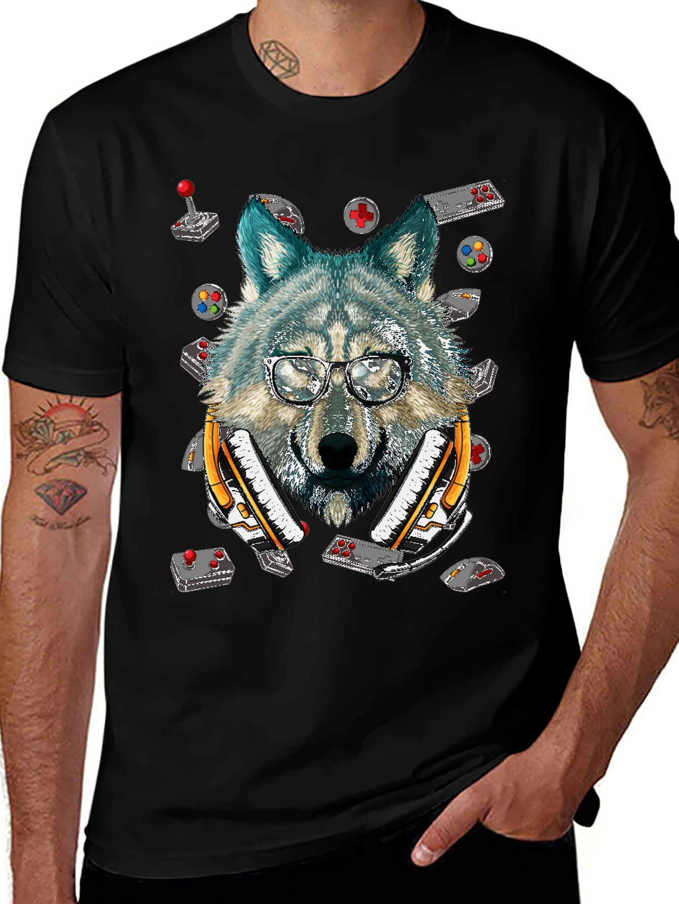 Wolf Gamer T-Shirt - Retro Controller Design