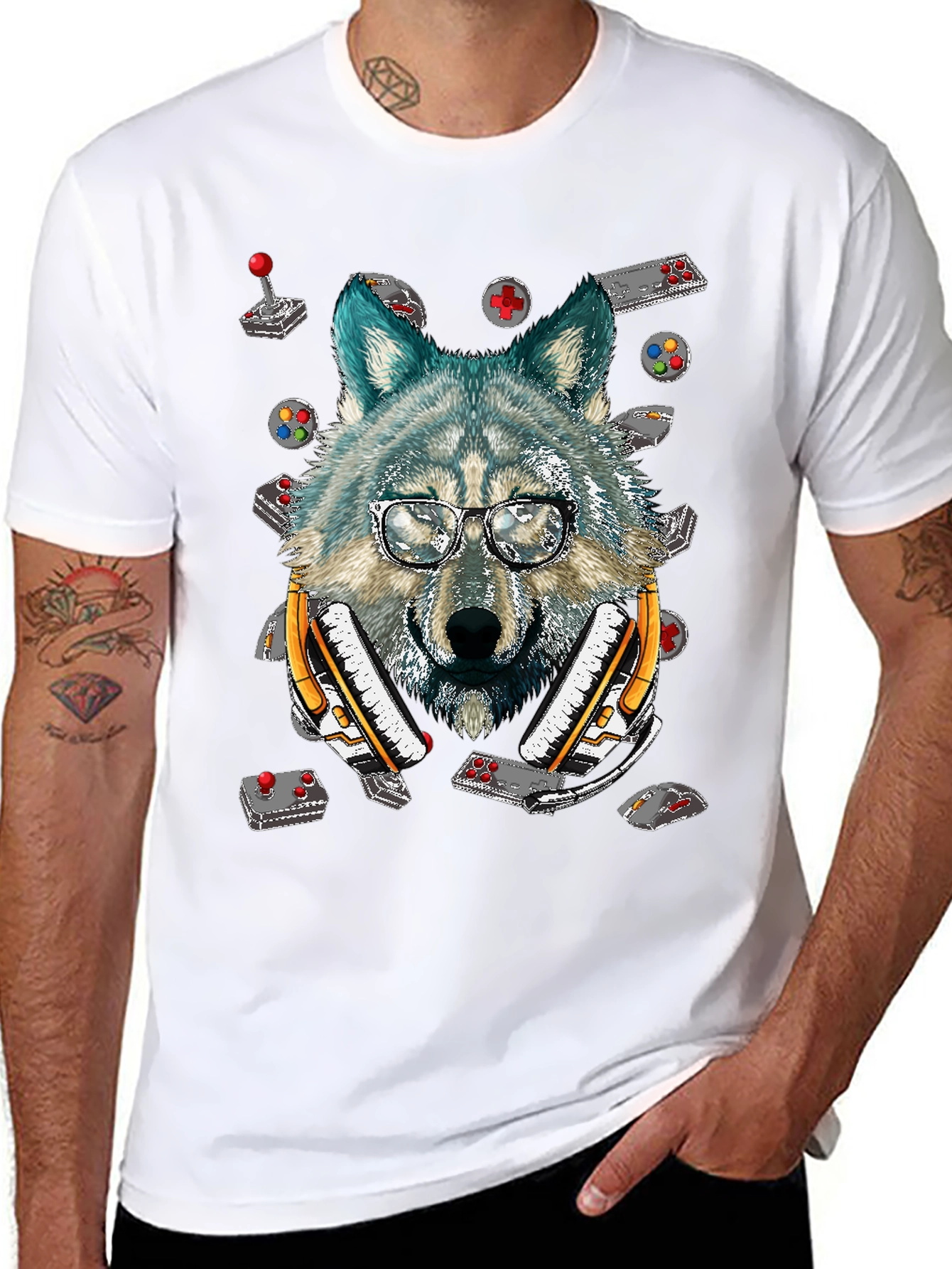 Wolf Gamer T-Shirt - Retro Controller Design