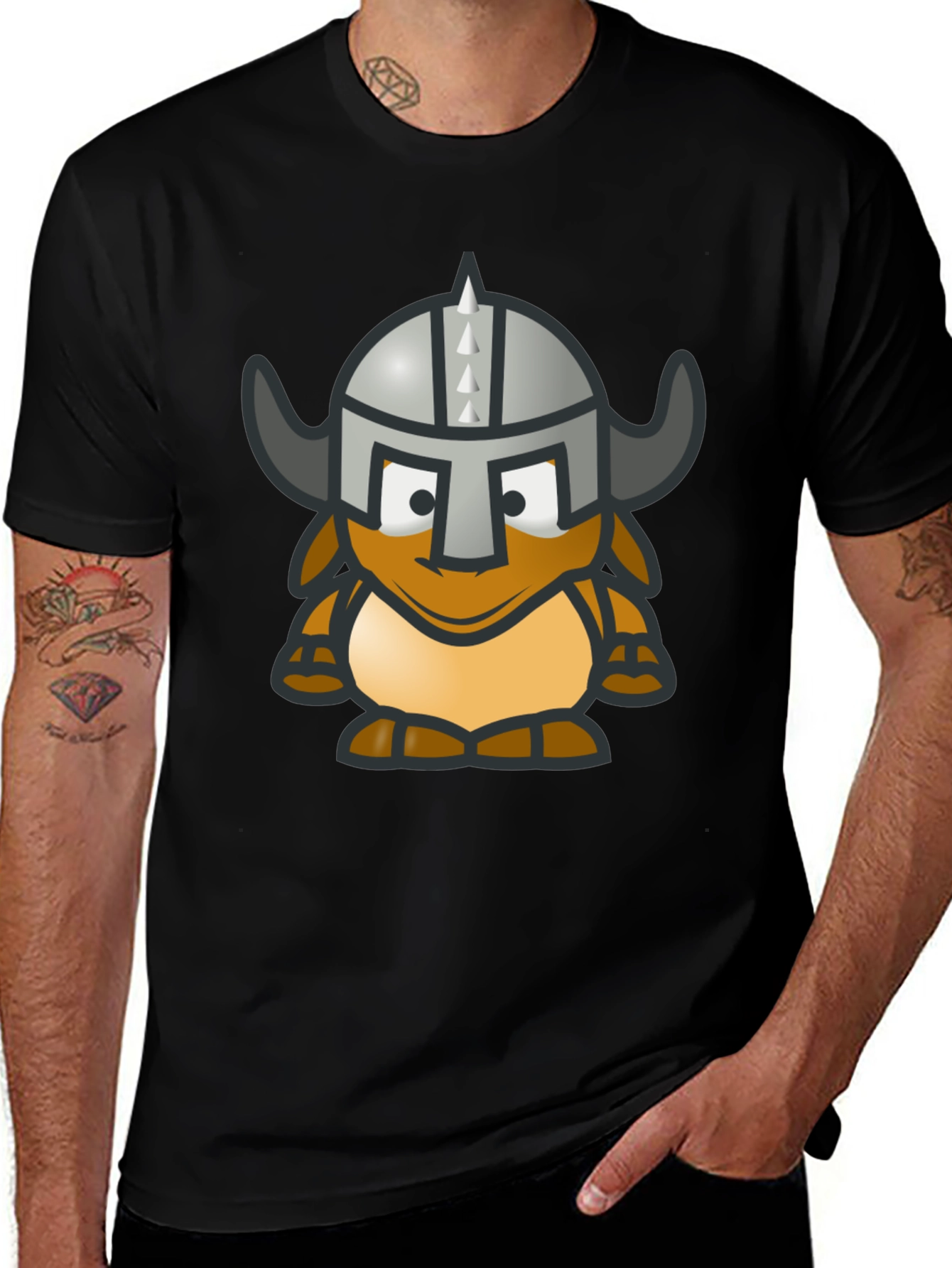 Viking Gnome Graphic T-Shirt - Black Cotton Blend