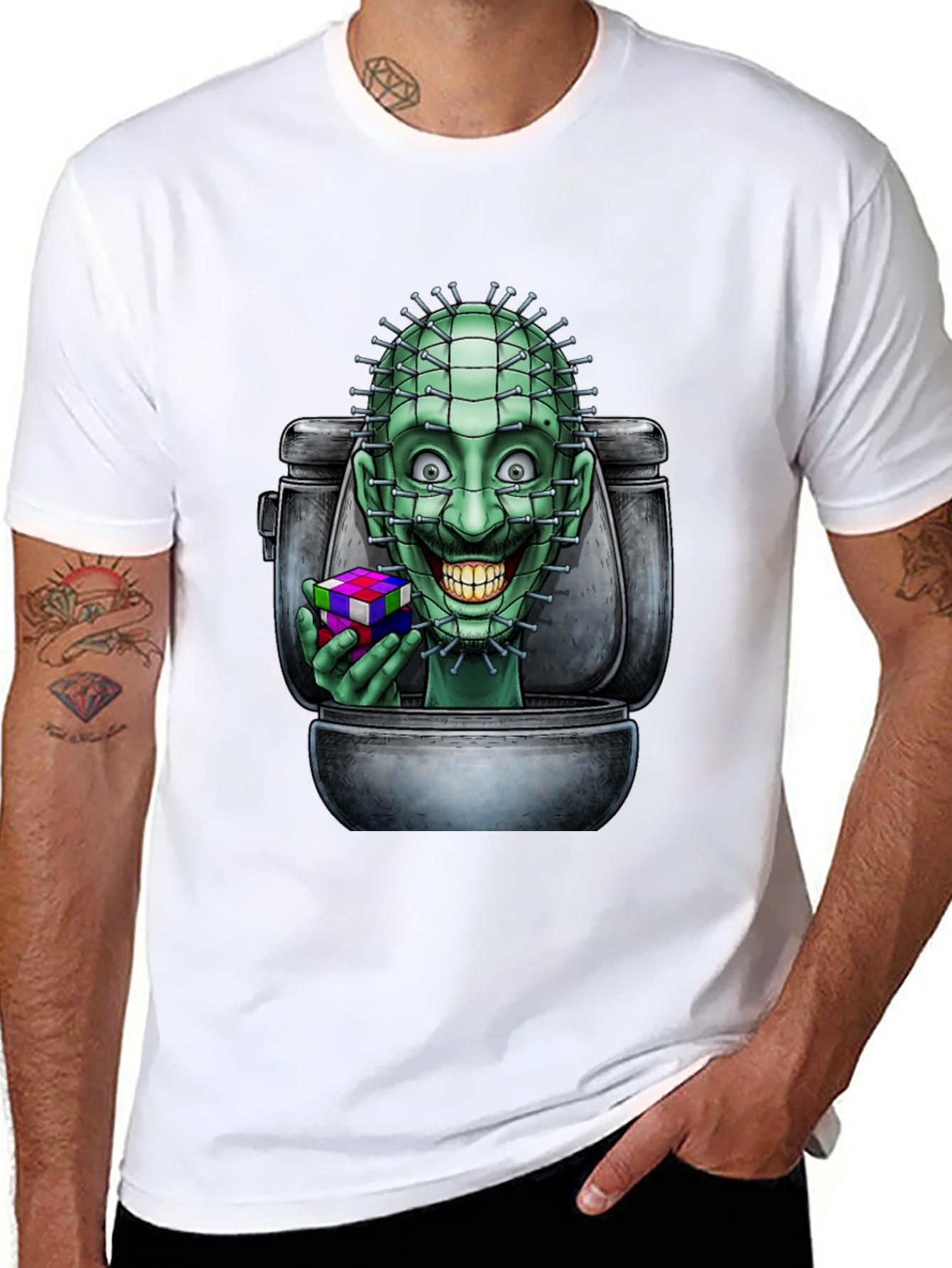 Toilet Terror T-Shirt: Pinhead Rubiks Cube Graphic