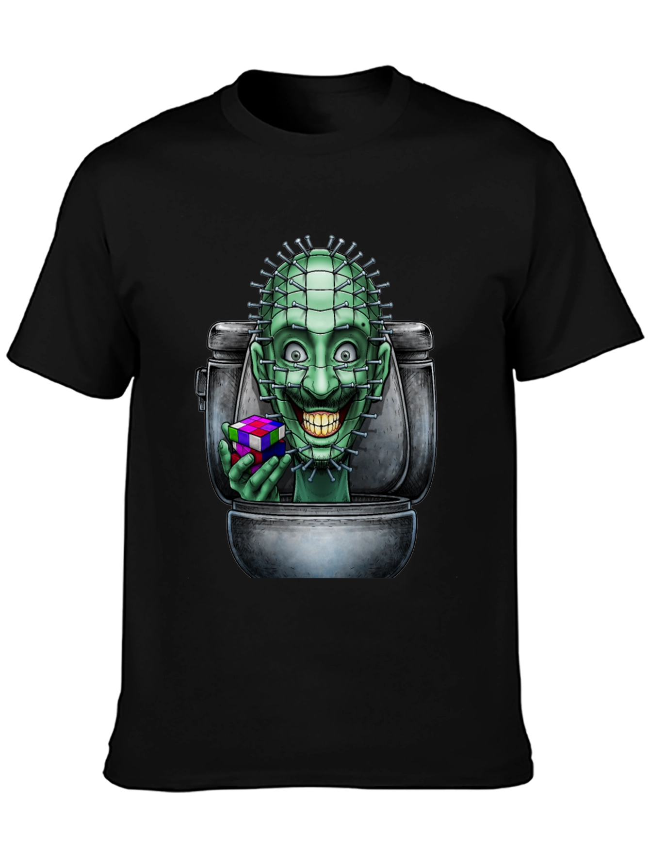 Toilet Terror T-Shirt: Pinhead Rubiks Cube Graphic