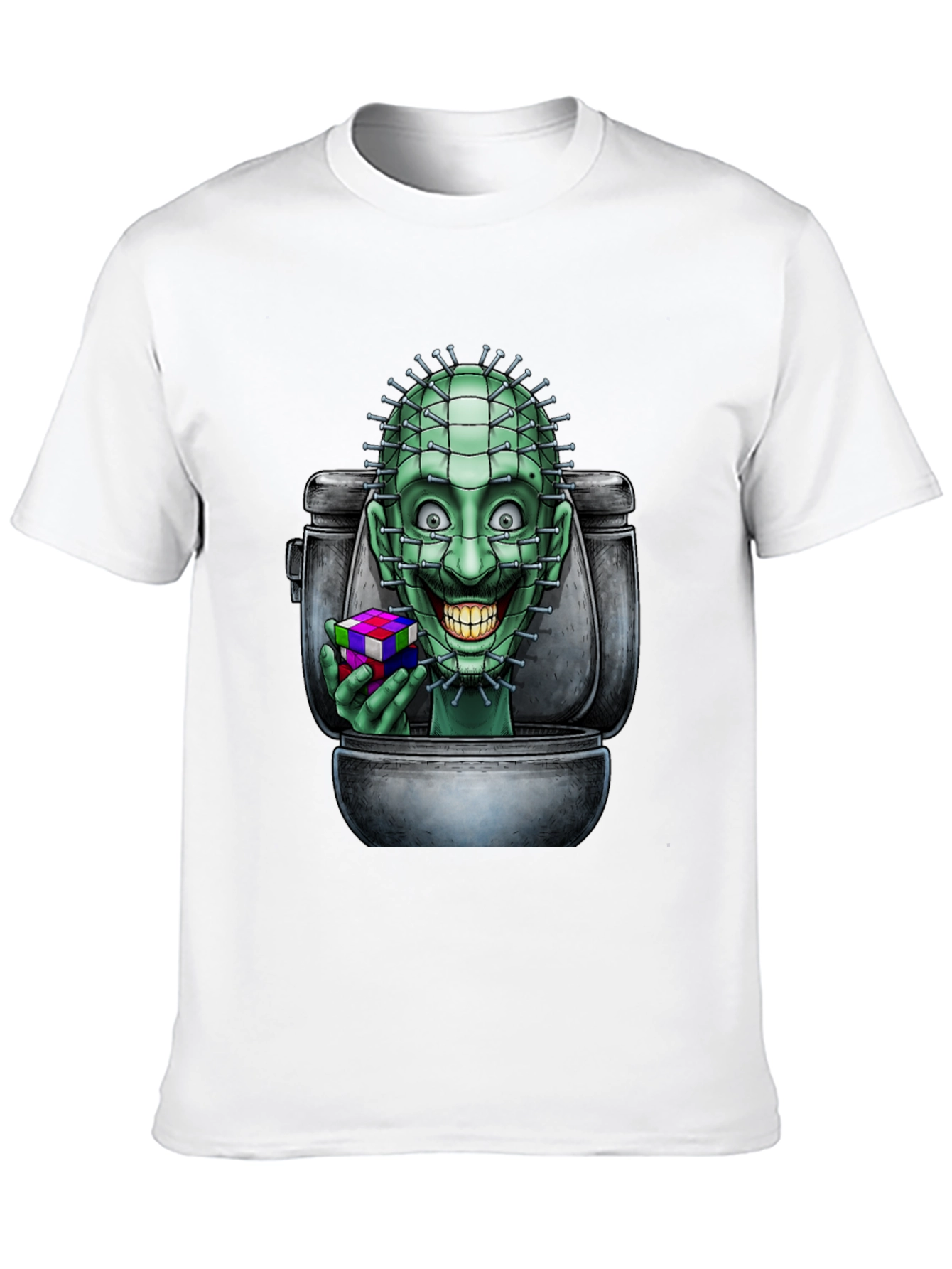 Toilet Terror T-Shirt: Pinhead Rubiks Cube Graphic