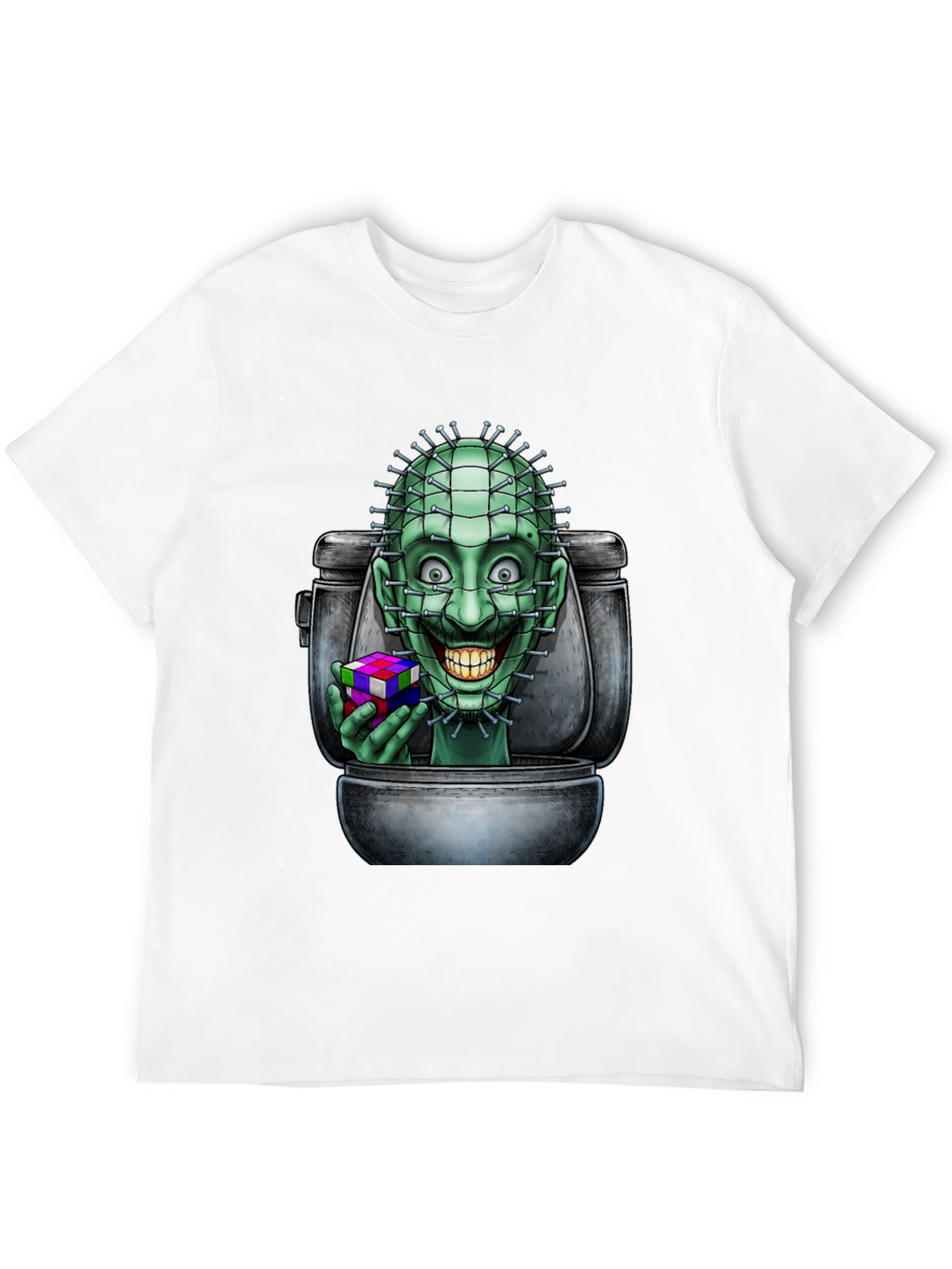 Toilet Terror T-Shirt: Pinhead Rubiks Cube Graphic