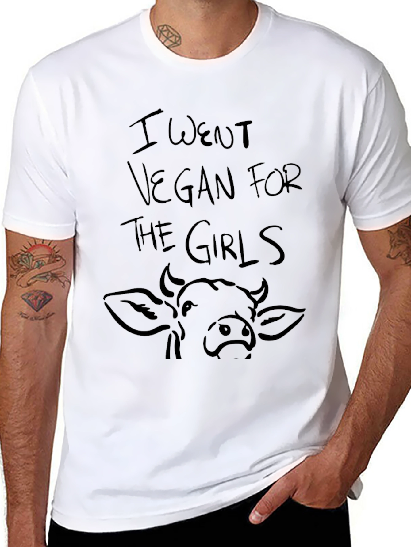 Vegan for the Girls Mens Black Graphic Tee