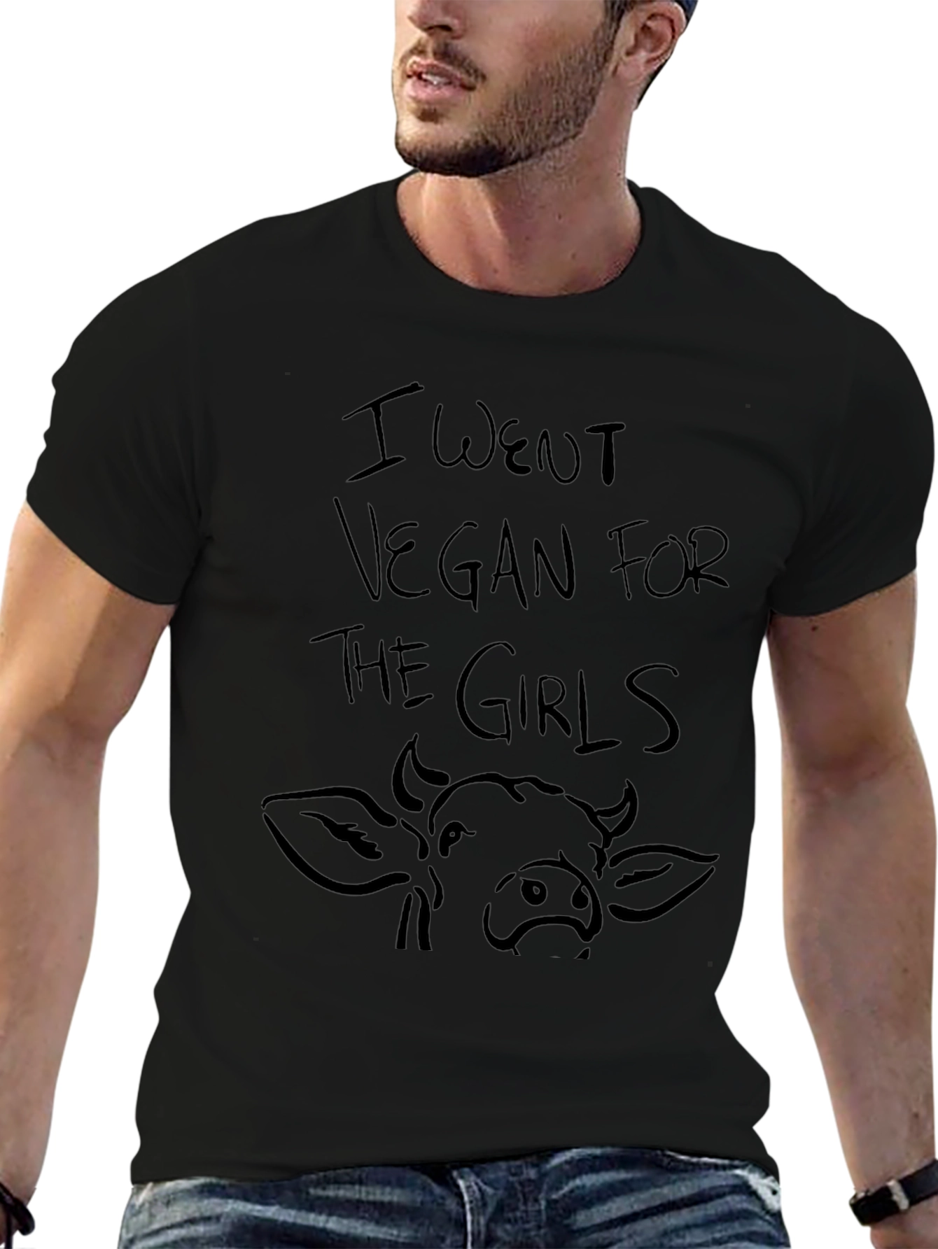 Vegan for the Girls Mens Black Graphic Tee