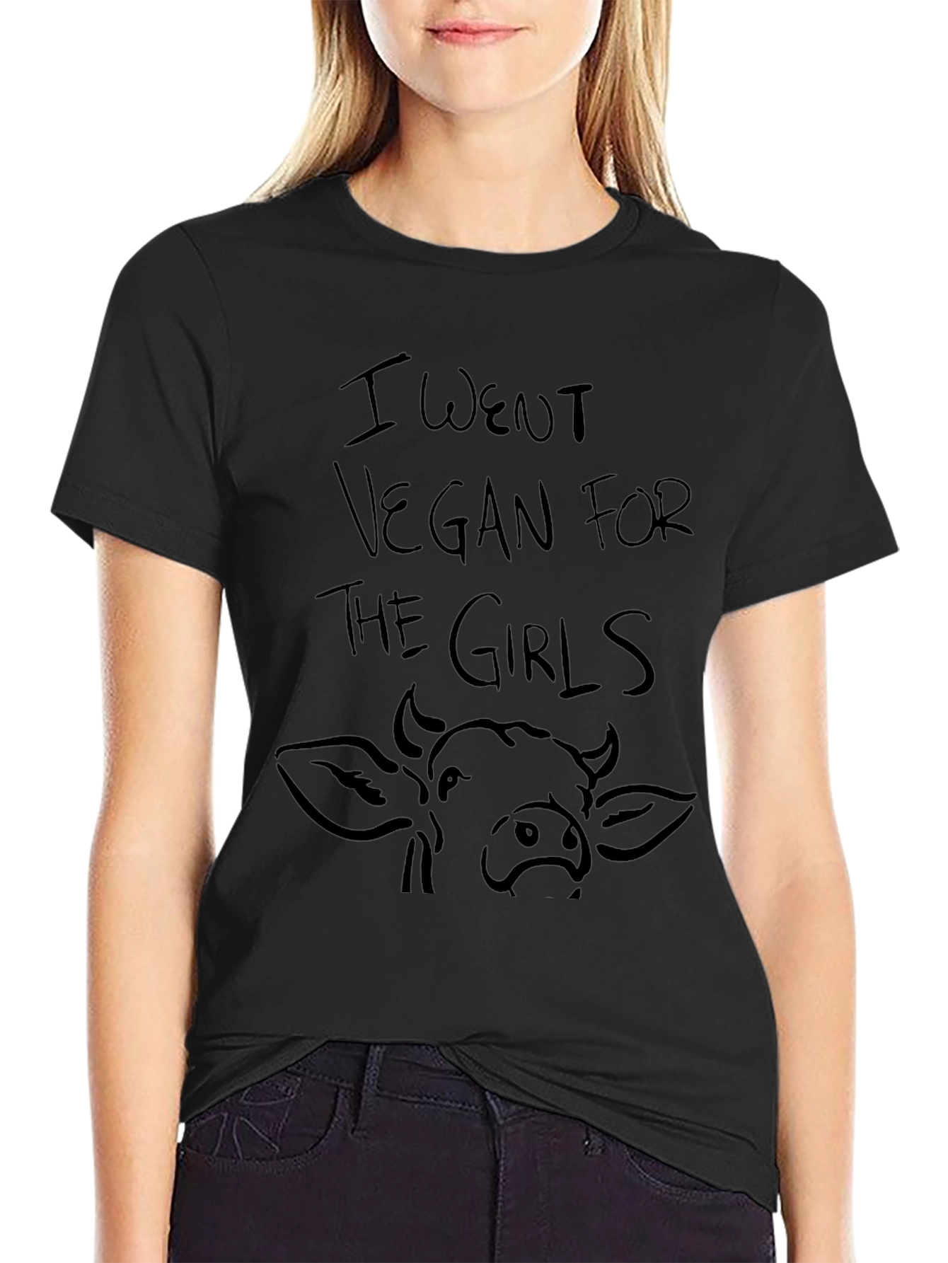 Vegan for the Girls Mens Black Graphic Tee