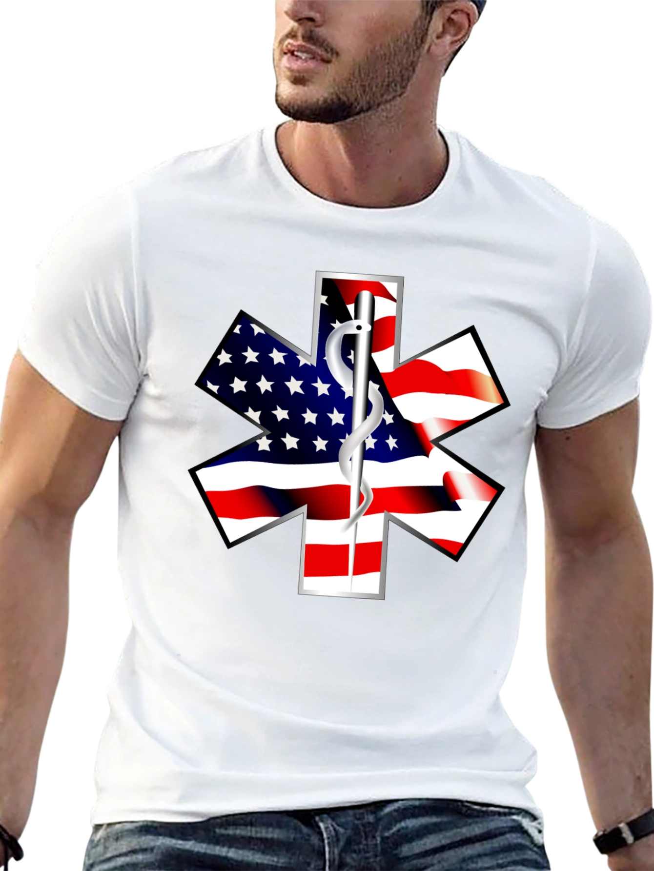 American Flag Star of Life EMS T-Shirt