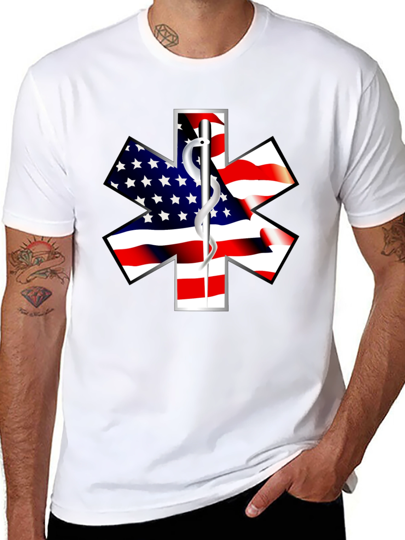 American Flag Star of Life EMS T-Shirt