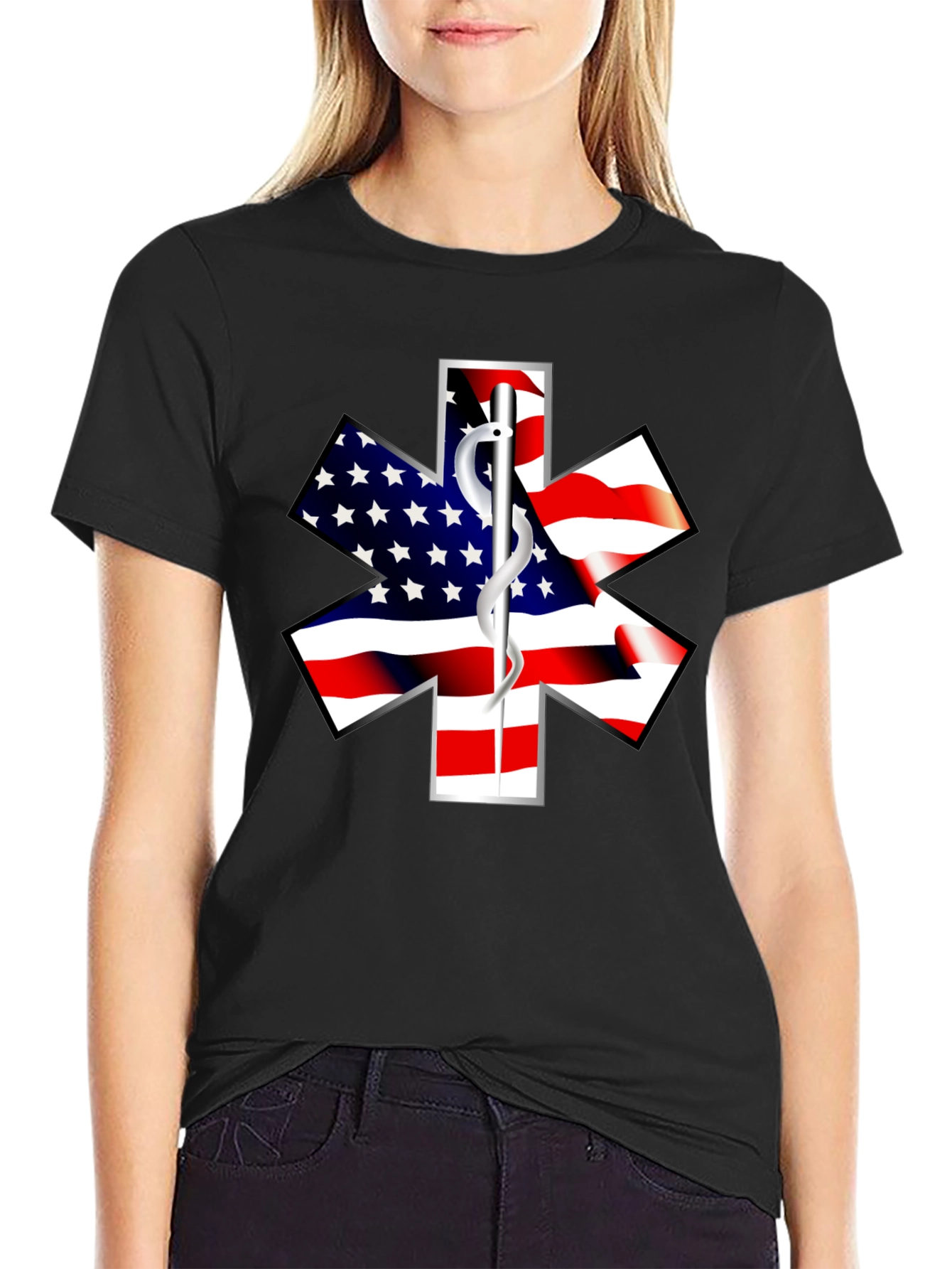 American Flag Star of Life EMS T-Shirt