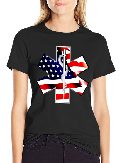American Flag Star of Life EMS T-Shirt