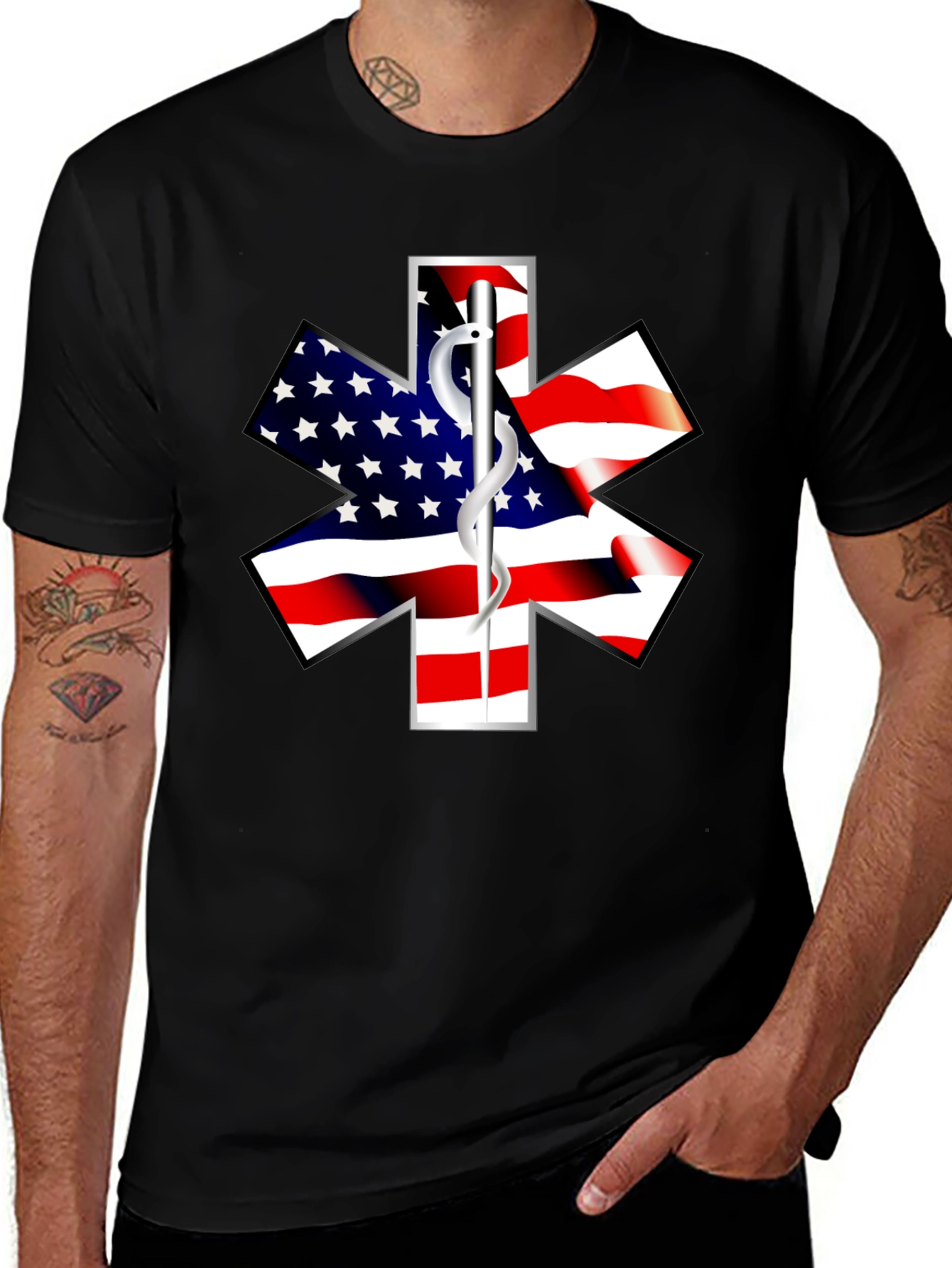 American Flag Star of Life EMS T-Shirt