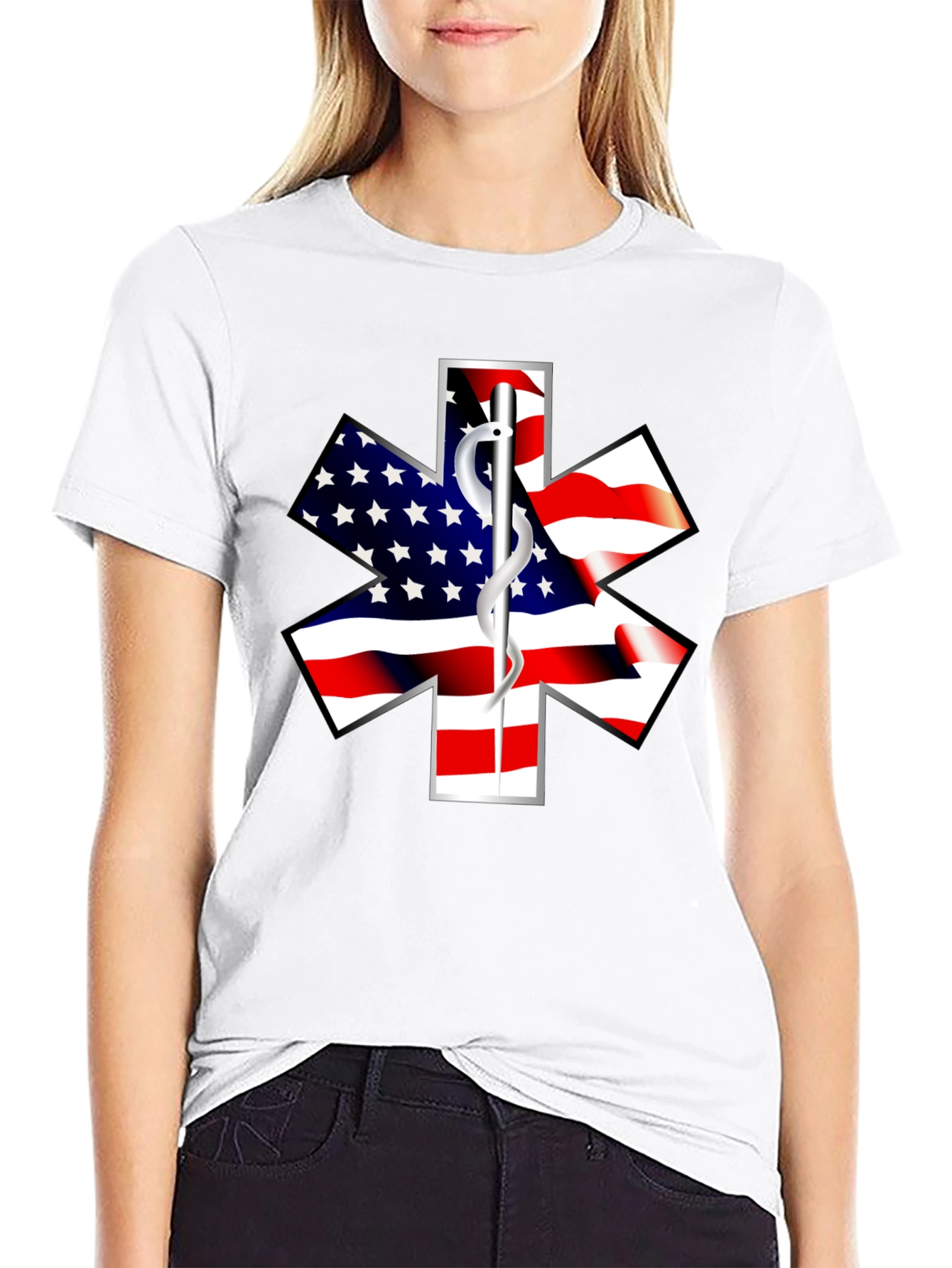 American Flag Star of Life EMS T-Shirt
