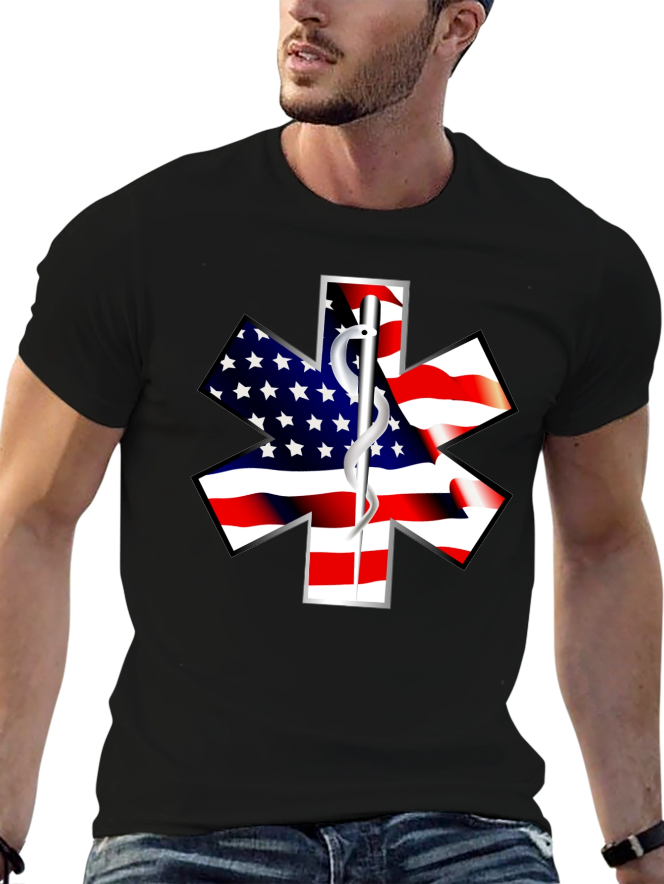 American Flag Star of Life EMS T-Shirt