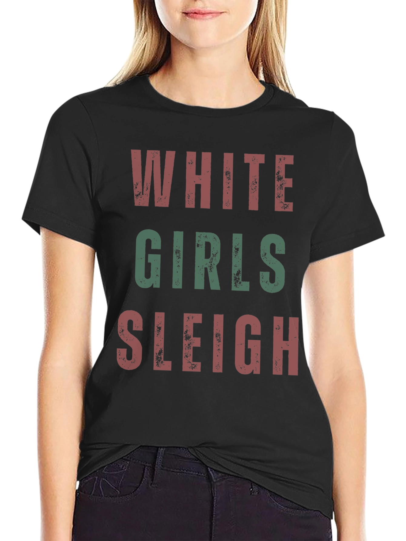 White Girls Sleigh Christmas T-Shirt