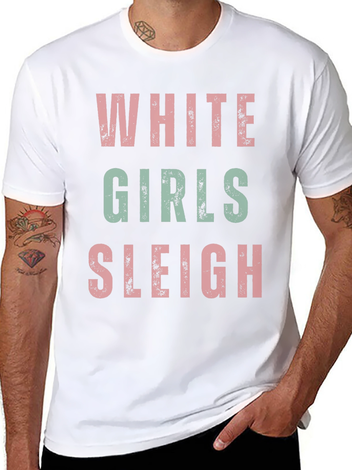 White Girls Sleigh Christmas T-Shirt