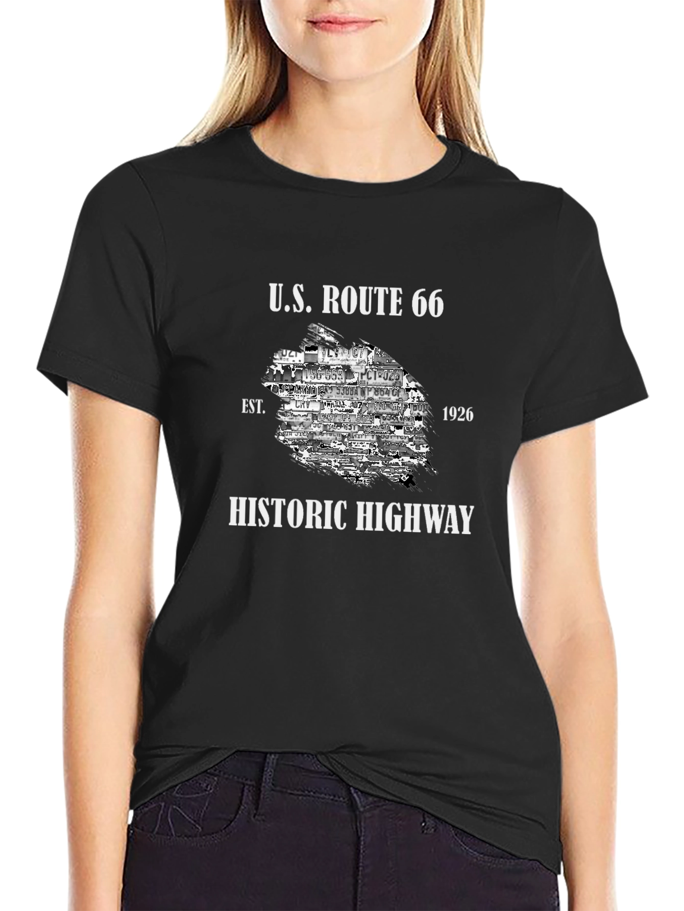 U.S. Route 66 Historic Highway Black T-Shirt