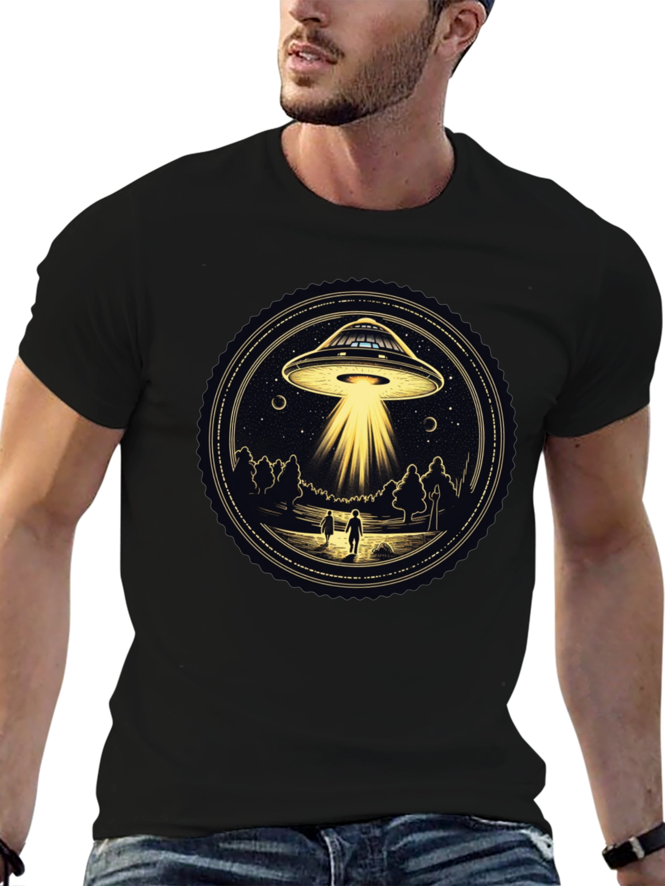 UFO Abduction Graphic Tee - Black