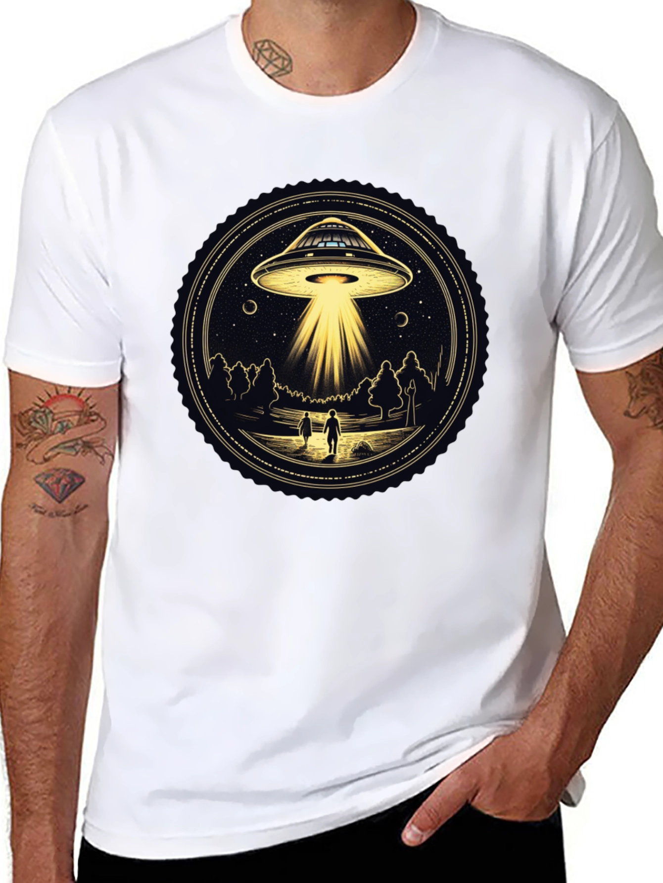 UFO Abduction Graphic Tee - Black