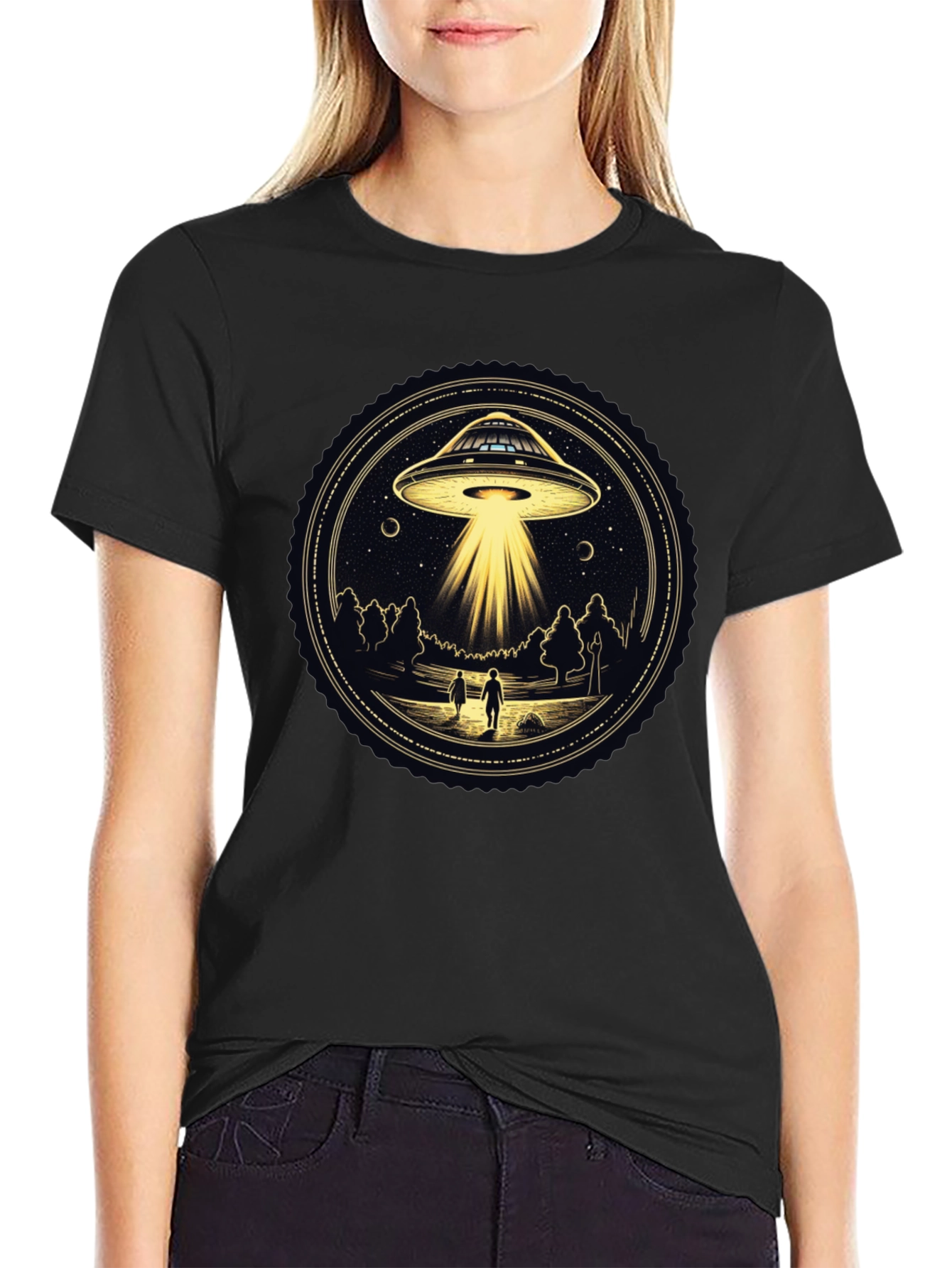 UFO Abduction Graphic Tee - Black