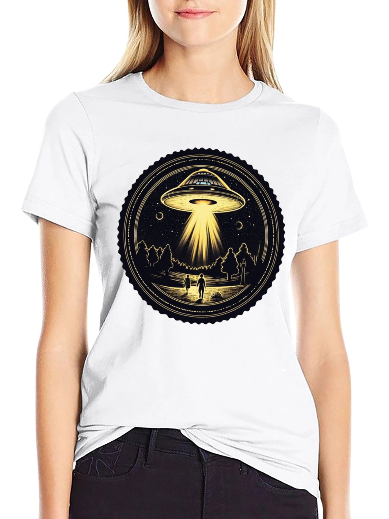 UFO Abduction Graphic Tee - Black