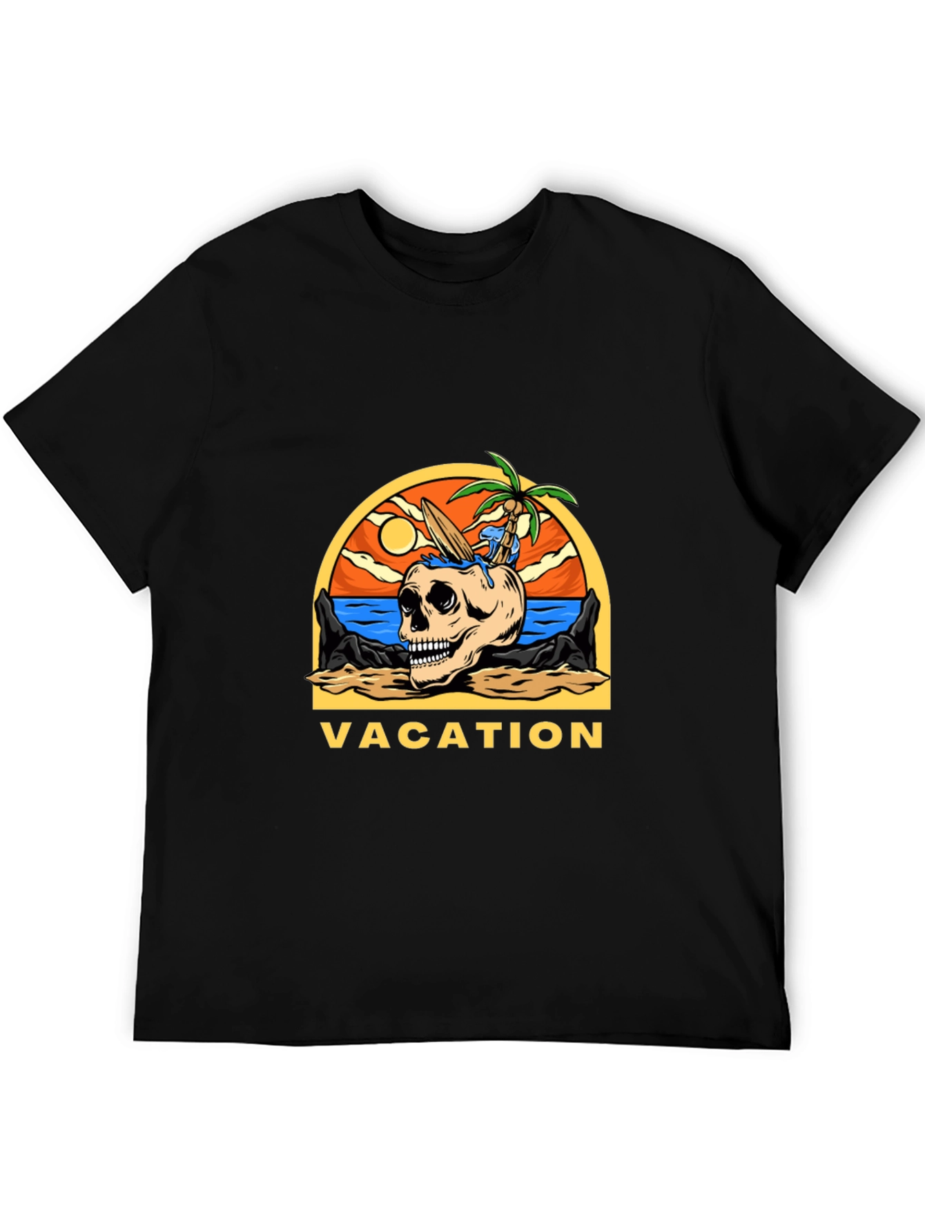 Vacation Skull Graphic T-Shirt - Beach Theme