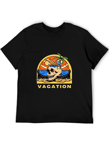 Vacation Skull Graphic T-Shirt - Beach Theme