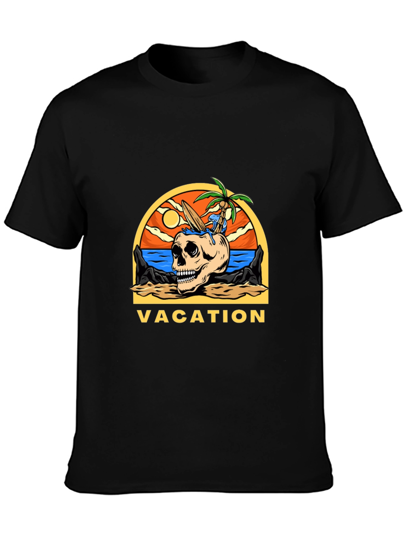 Vacation Skull Graphic T-Shirt - Beach Theme