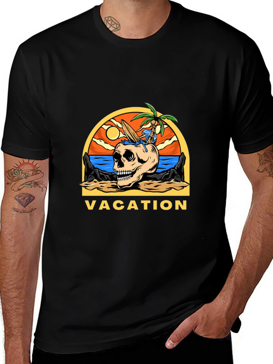 Vacation Skull Graphic T-Shirt - Beach Theme