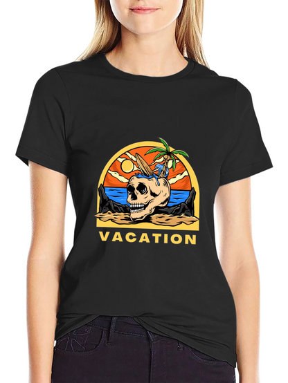 Vacation Skull Graphic T-Shirt - Beach Theme