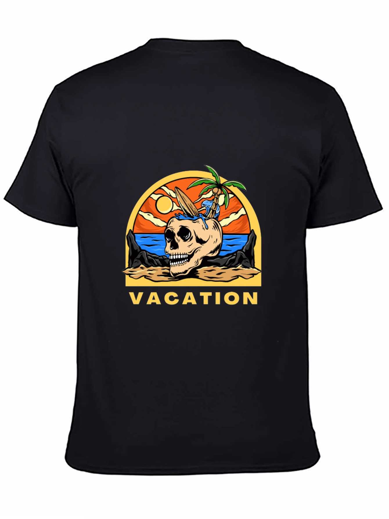 Vacation Skull Graphic T-Shirt - Beach Theme