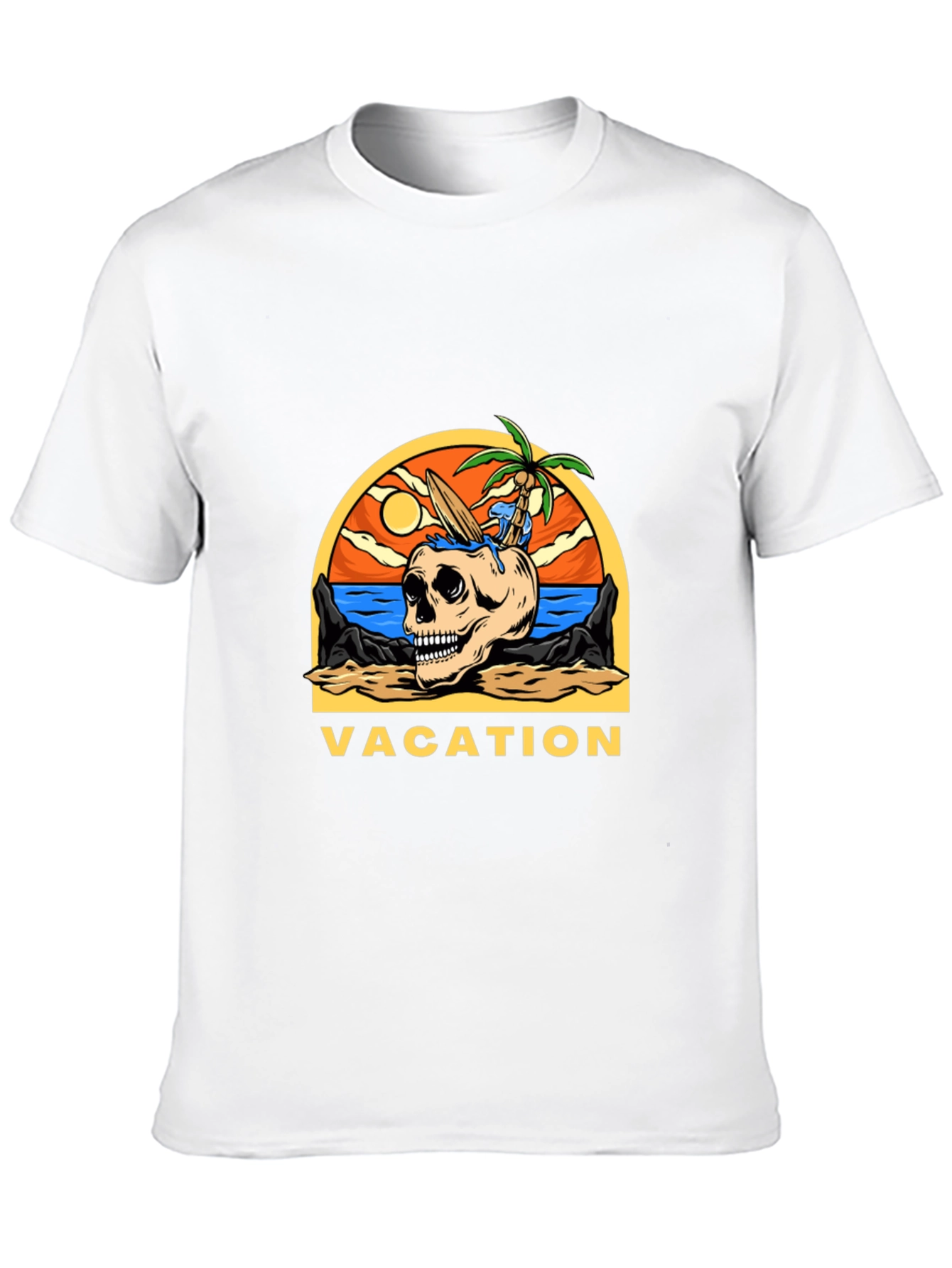 Vacation Skull Graphic T-Shirt - Beach Theme