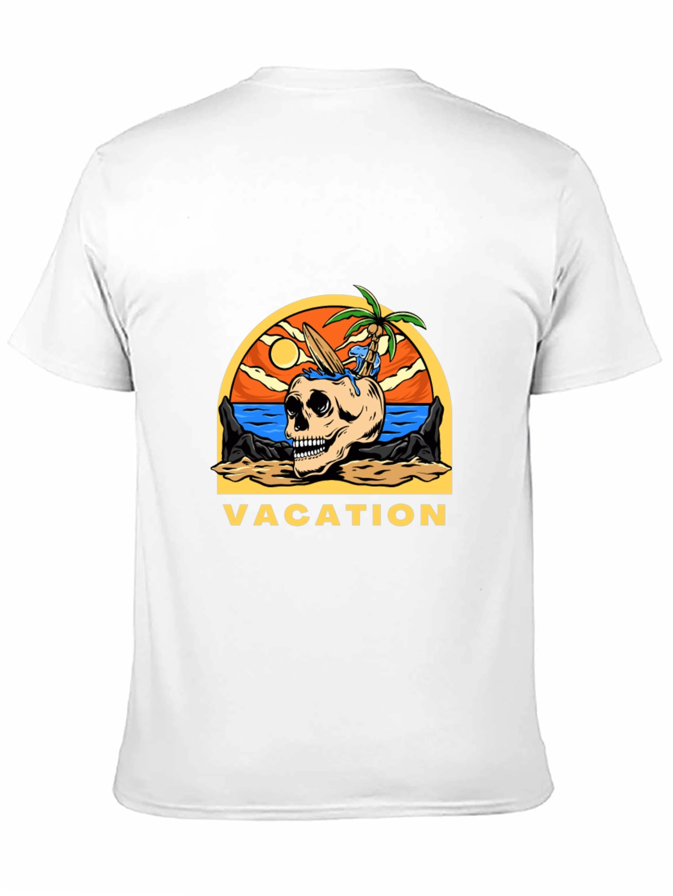 Vacation Skull Graphic T-Shirt - Beach Theme