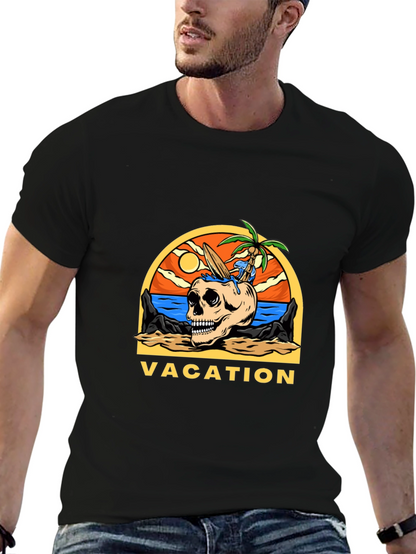 Vacation Skull Graphic T-Shirt - Beach Theme
