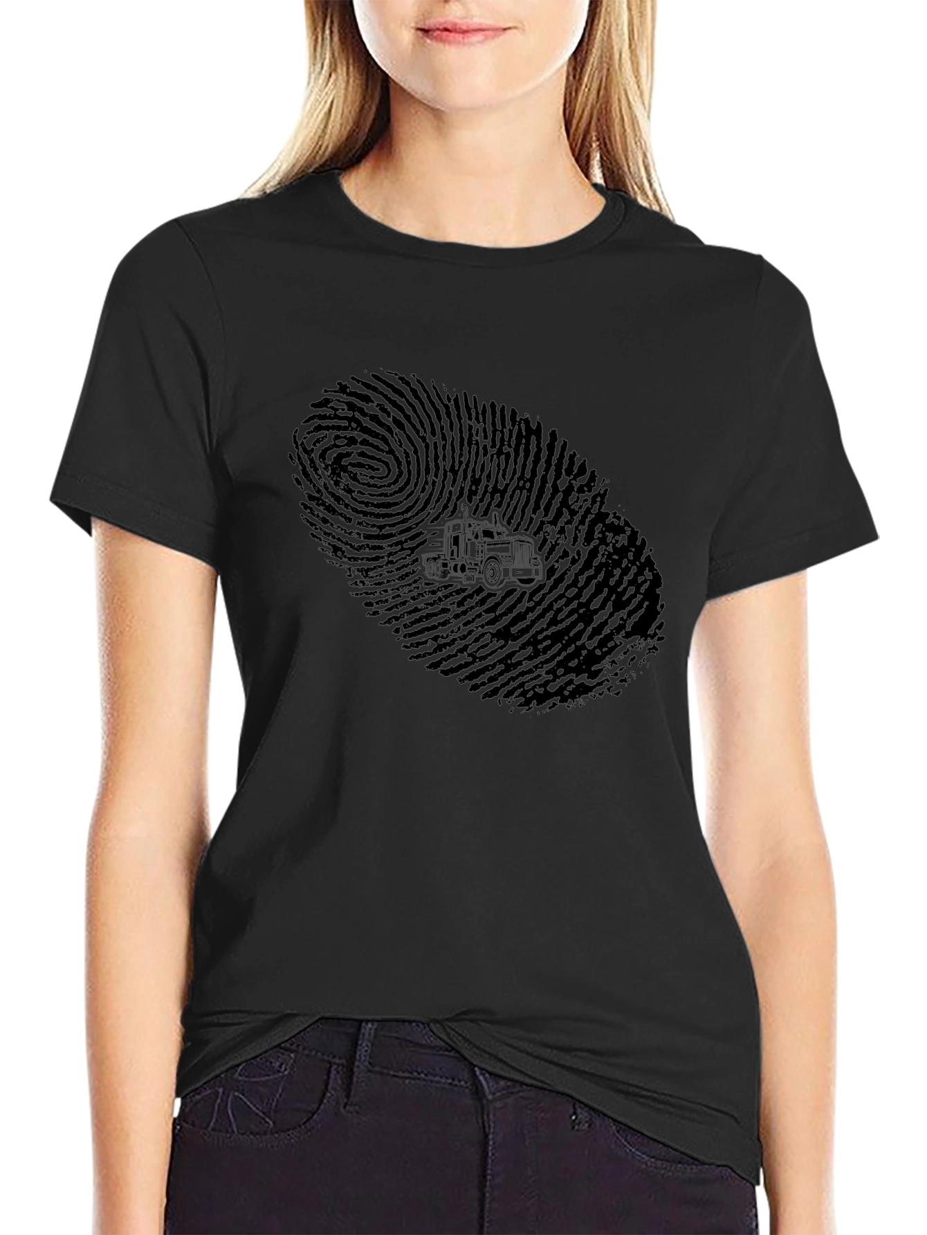 Trucker Fingerprint T-Shirt - Black