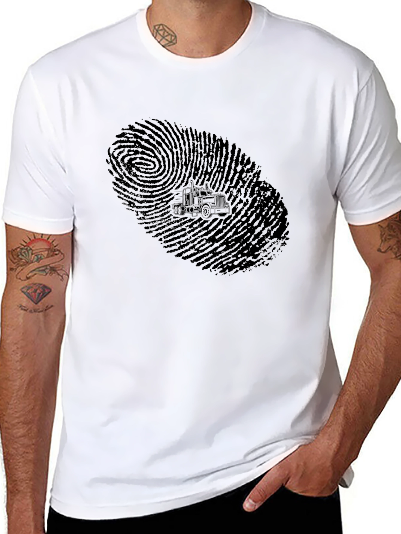 Trucker Fingerprint T-Shirt - Black
