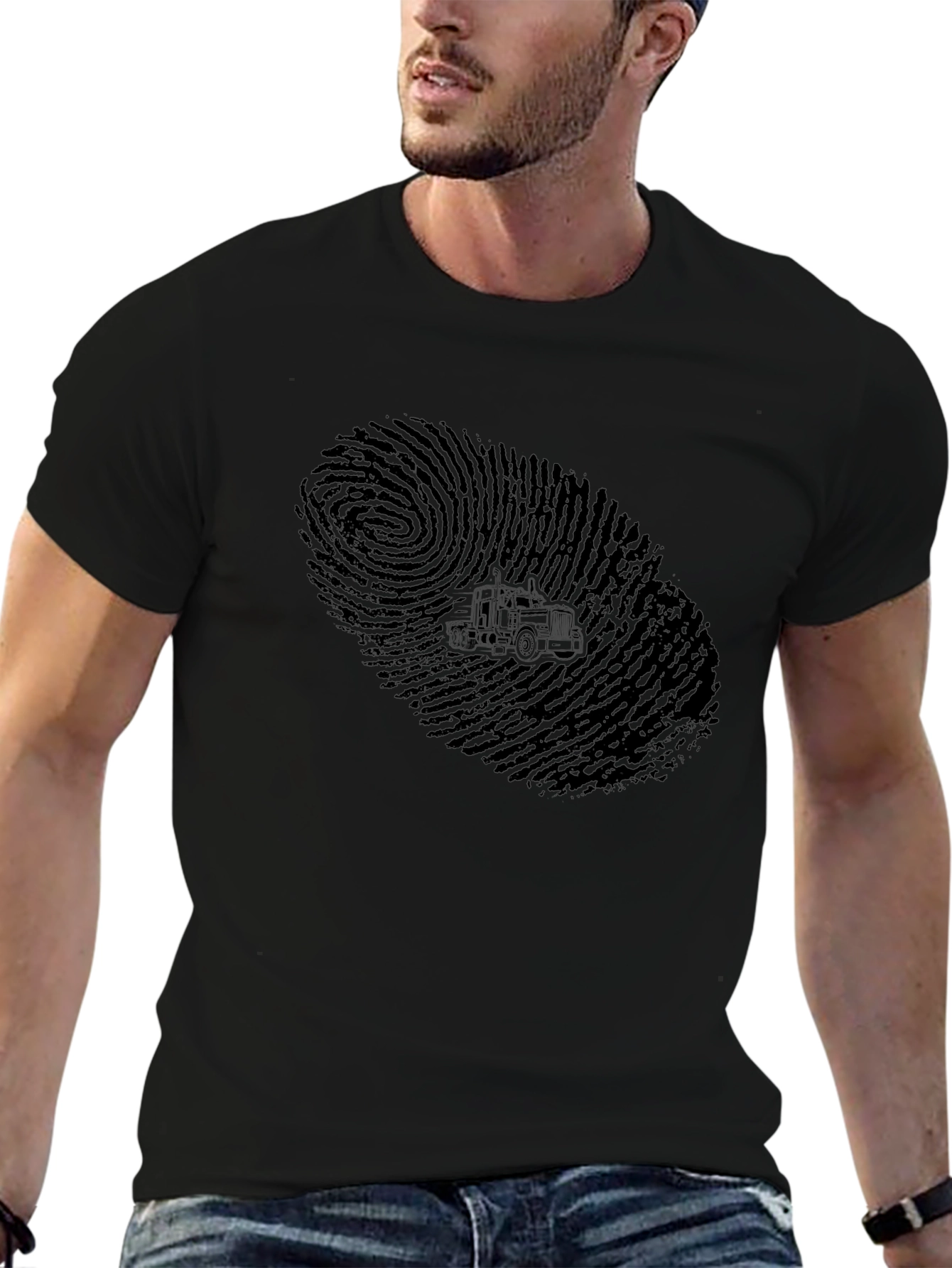 Trucker Fingerprint T-Shirt - Black