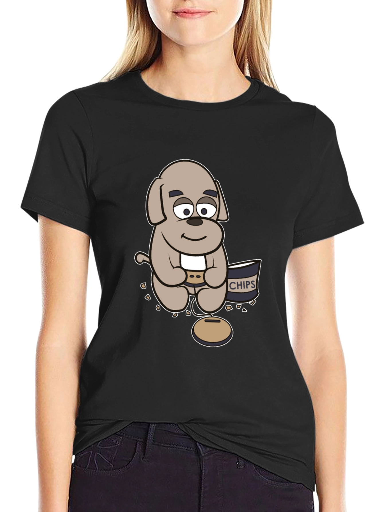 Cartoon Dog Gamer T-Shirt - Relaxed Style