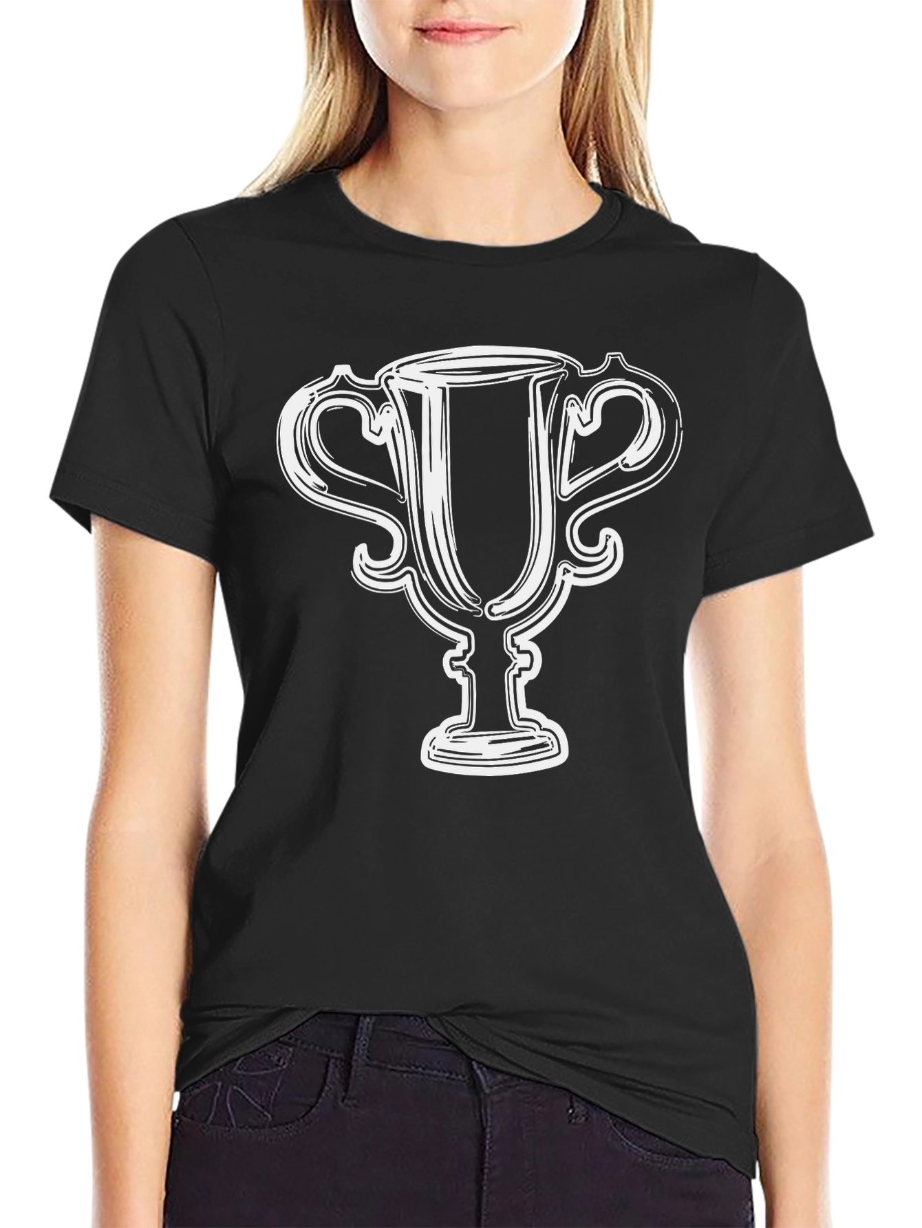 Trophy Graphic Tee - Mens Black Cotton T-Shirt
