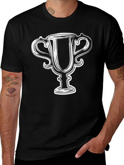 Trophy Graphic Tee - Mens Black Cotton T-Shirt