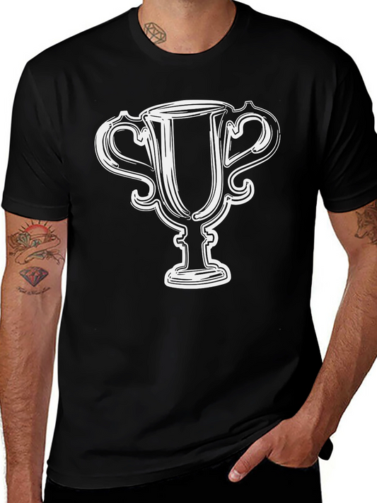 Trophy Graphic Tee - Mens Black Cotton T-Shirt