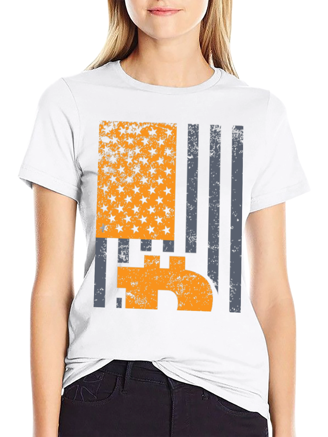 Bitcoin American Flag Graphic T-Shirt