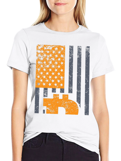 Bitcoin American Flag Graphic T-Shirt
