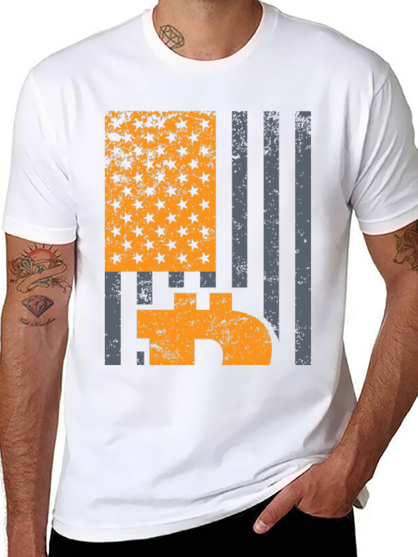 Bitcoin American Flag Graphic T-Shirt