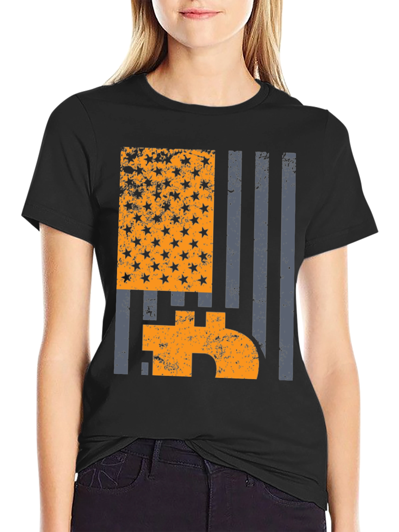 Bitcoin American Flag Graphic T-Shirt
