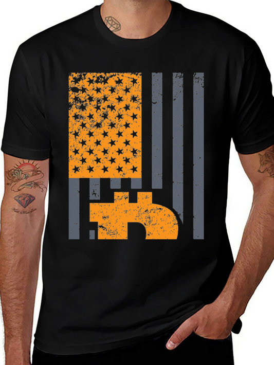 Bitcoin American Flag Graphic T-Shirt